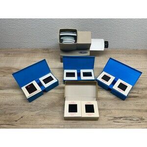 Vintage Minette Japan Auto Slide Viewer & 160 Color Slides 35mm Lot Working